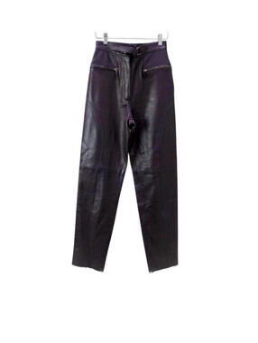 Gucci By Tom Ford FW/01 Aubergine Calfskin Leather Moto Pant XS